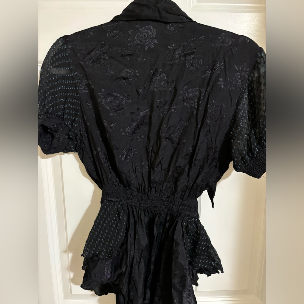 Vintage Y2K RARE Buddhist Punk Black Ruffle Tie Jacket NWT - Picture 7 of 8